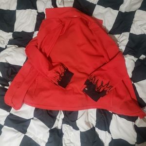 handpainted messy black and red fire blazer